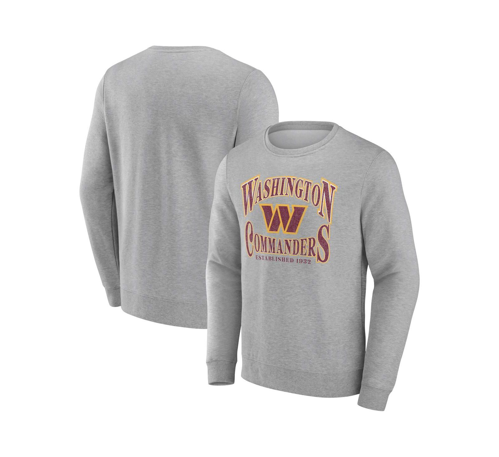 Мужское свитшот Fanatics Heather Gray Distressed Washington Commanders Playability Pullover
