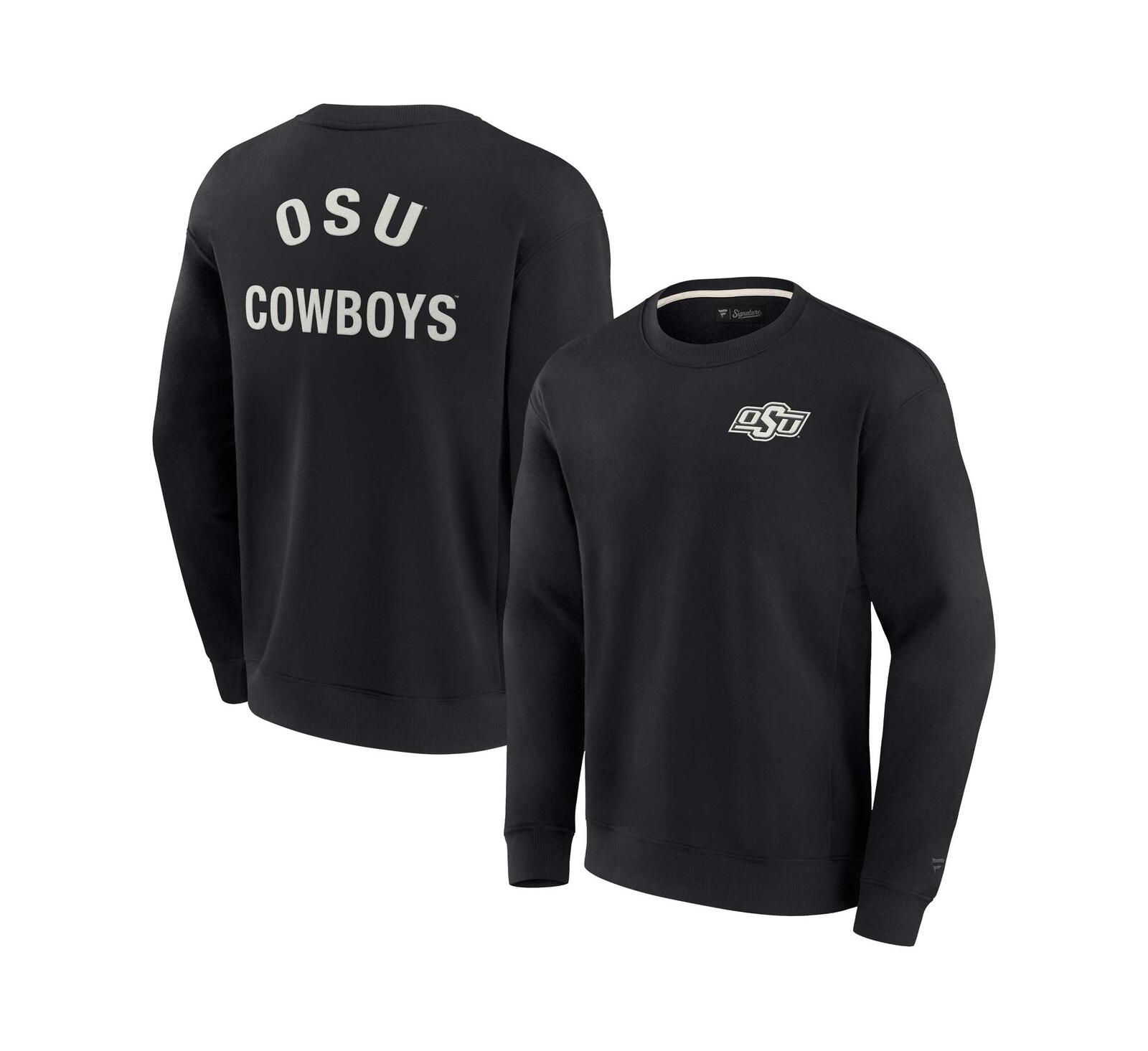 Свитшот Fanatics Signature Men's and Women's Black Oklahoma State Cowboys Super Soft Pullover Crew