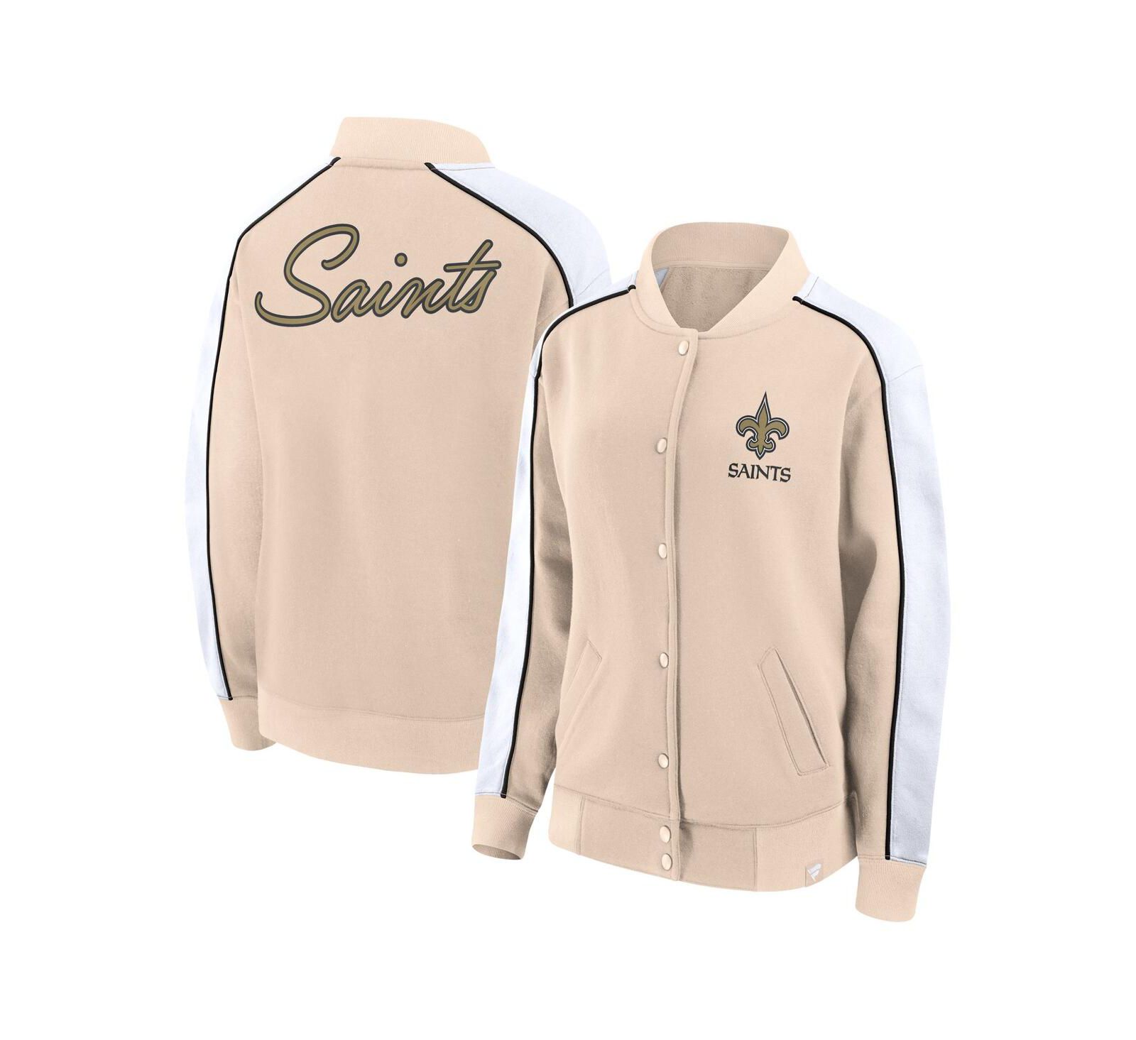 Мужская куртка Fanatics New Orleans Saints Lounge Full-Snap Varsity Jacket Tan