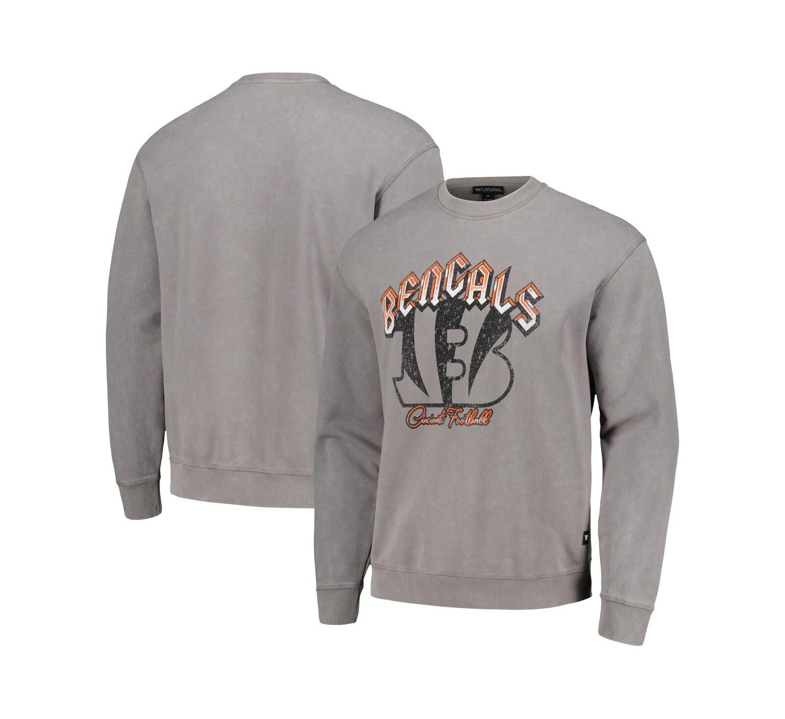 Мужской и женский серый свитшот The Wild Collective Cincinnati Bengals Distressed Pullover