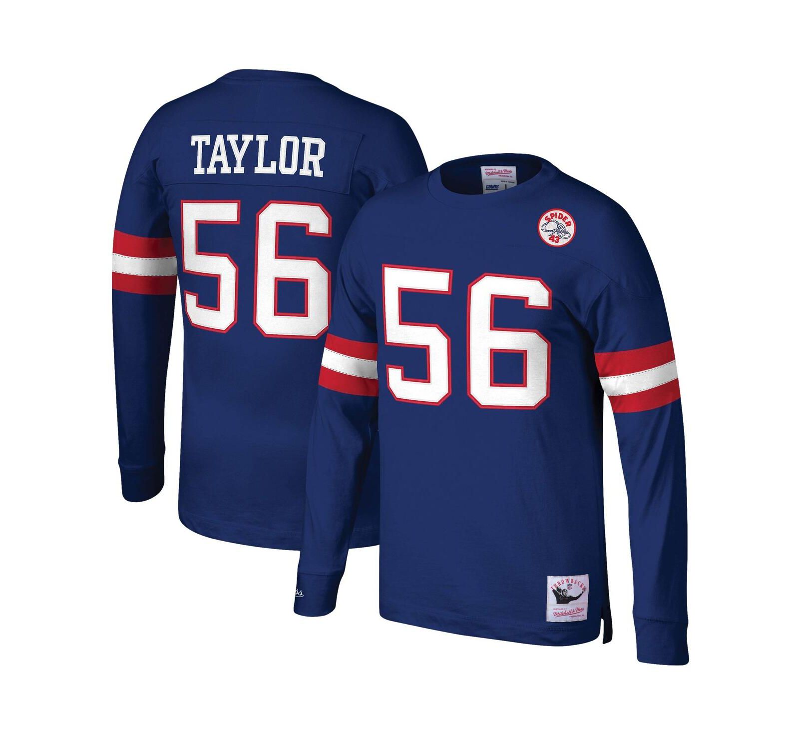 Men's Mitchell & Ness Lawrence Taylor Royal New York Giants Big and Tall Cut & Sew Player Name and Number Long Sleeve T-shirt