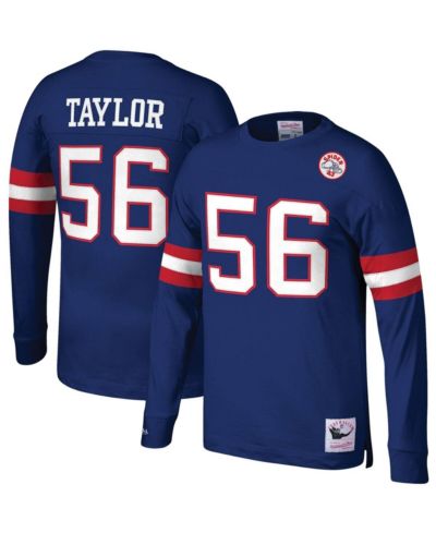 Мужская футболка Mitchell & Ness Lawrence Taylor Royal New York Giants Big and Tall Cut & Sew Player Name and Number Long Sleeve