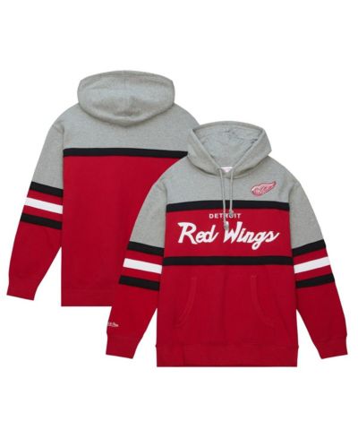 Men's Mitchell & Ness Red, Gray Detroit Red Wings Head Coach Pullover Hoodie