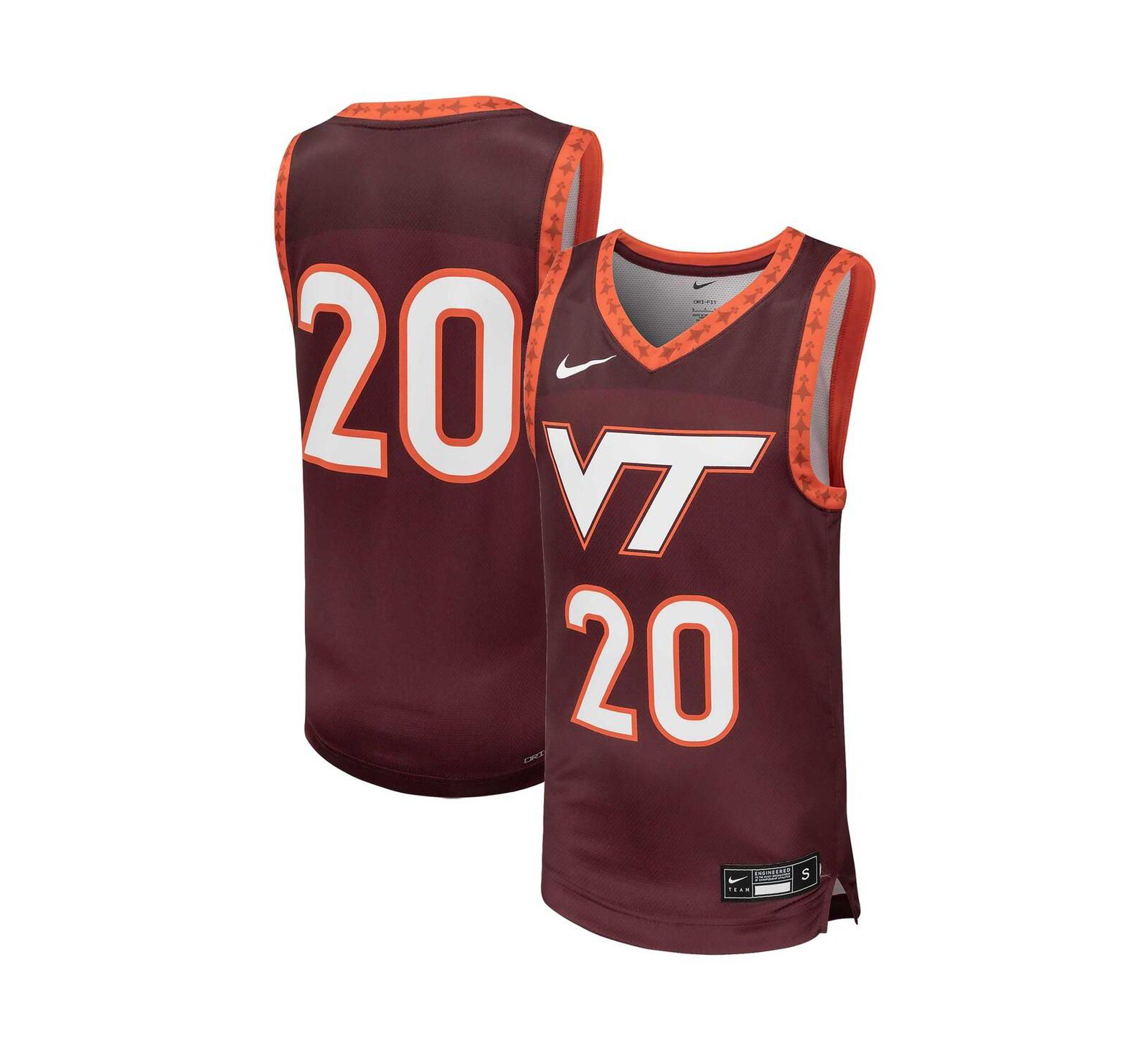 Детская баскетбольная джерси Nike #20 Maroon Virginia Tech Hokies Team Replica