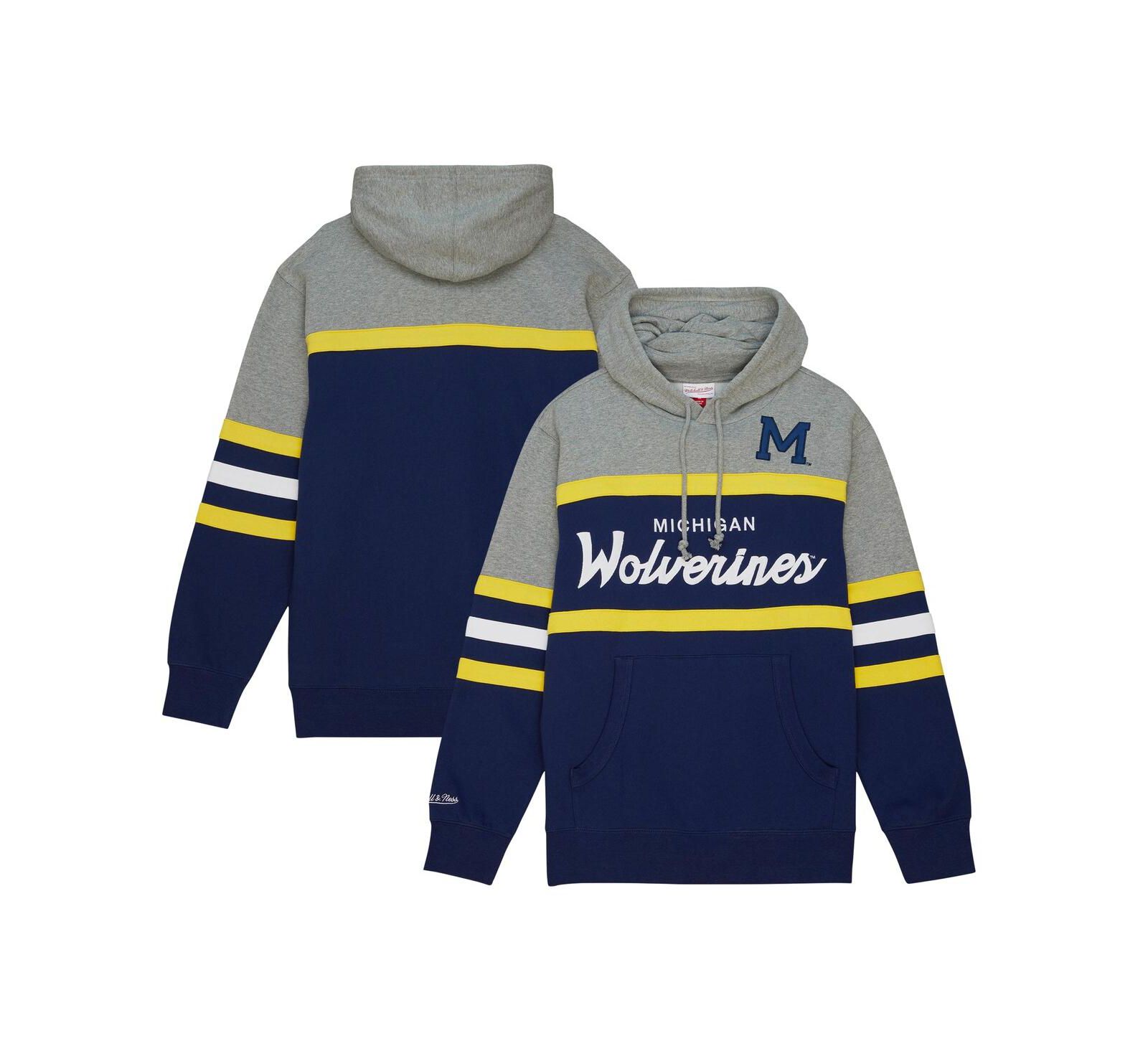 Мужское худи Mitchell & Ness Navy Michigan Wolverines Head Coach с начесом