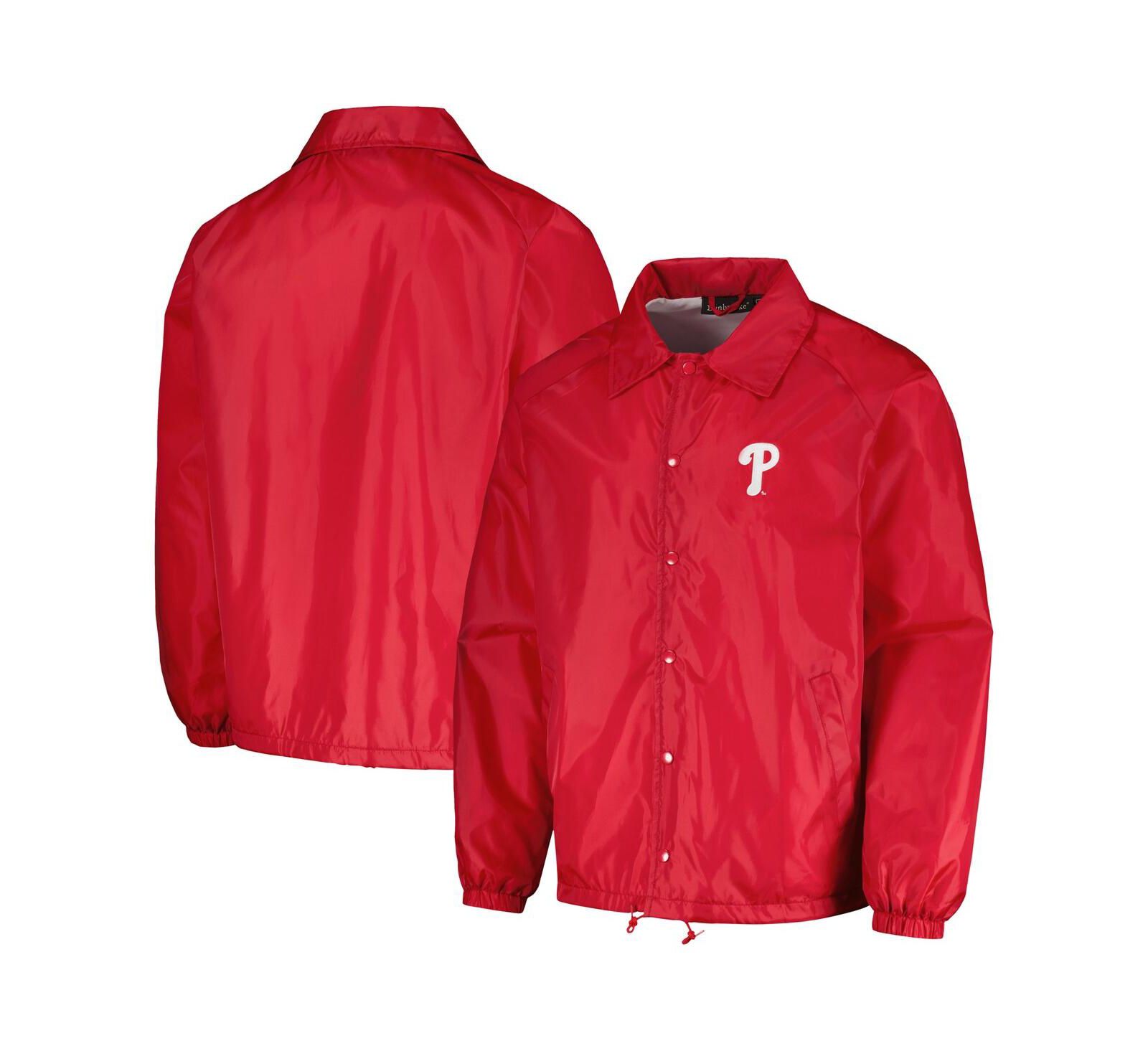 Men's Dunbrooke Red Philadelphia Phillies Coach's Raglan Full-Snap Windbreaker Jacket