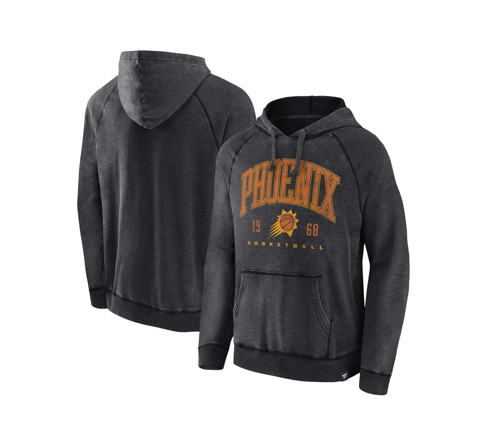Мужское худи Fanatics Heather Charcoal Distressed Phoenix Suns Foul Trouble Snow Wash Raglan Pullover