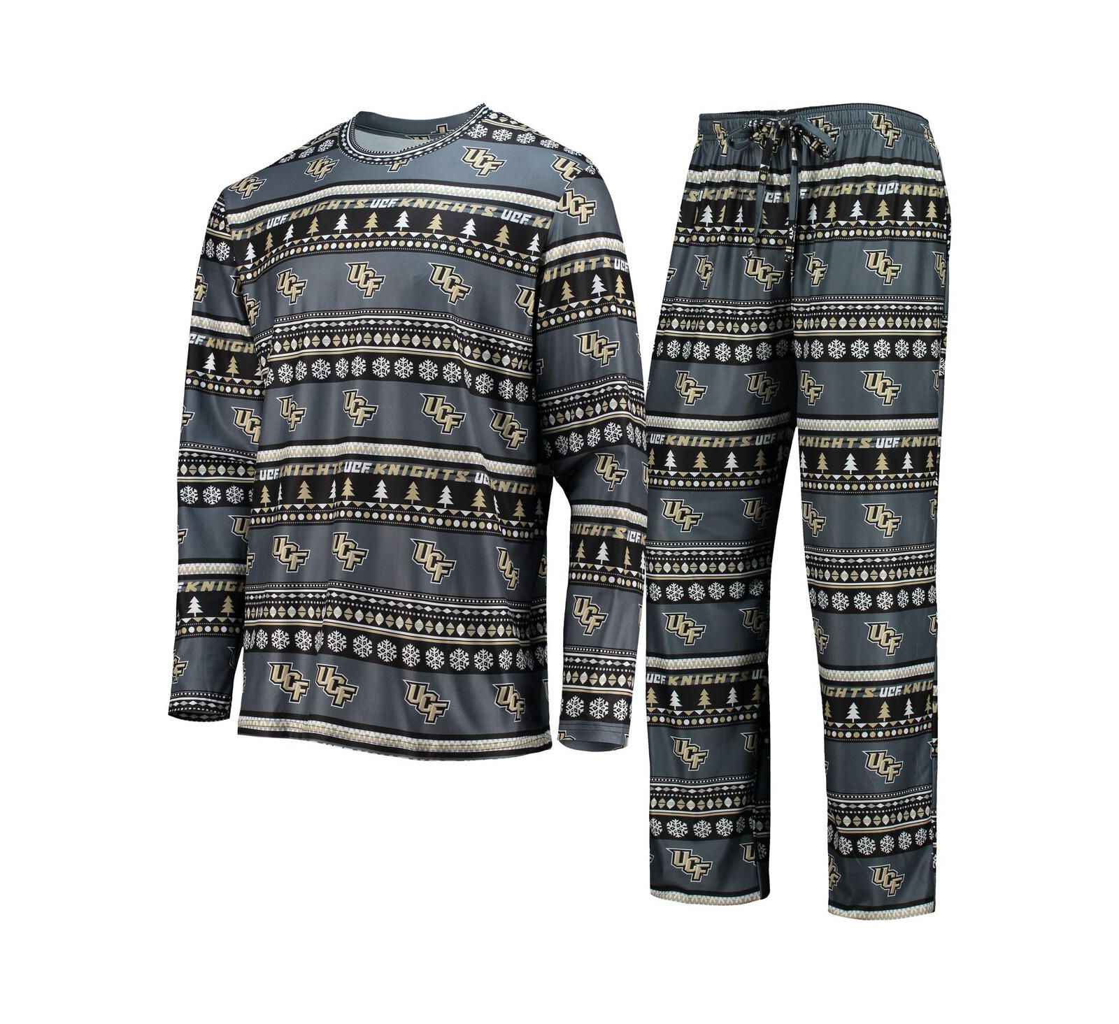 Men's Concepts Sport Charcoal UCF Knights Ugly Sweater Long Sleeve T-shirt and Pants Sleep Set