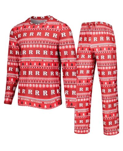 Men's Concepts Sport Scarlet Rutgers Scarlet Knights Swivel Long Sleeve T-shirt and Pants Sleep Set