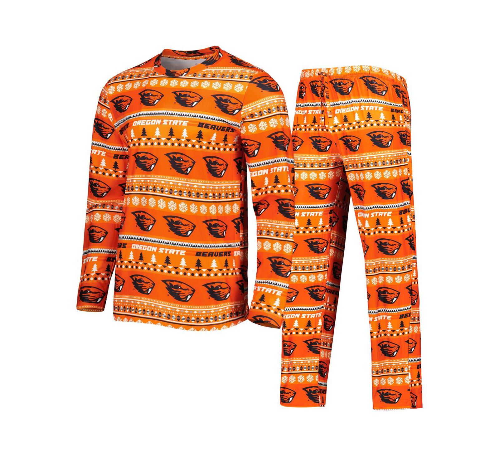 Men's Concepts Sport Orange Oregon State Beavers Swivel Long Sleeve T-shirt and Pants Sleep Set
