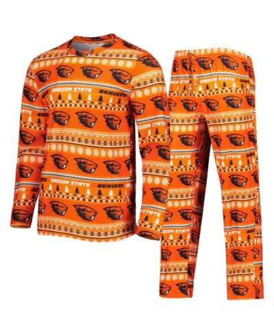 Men's Concepts Sport Orange Oregon State Beavers Swivel Long Sleeve T-shirt and Pants Sleep Set