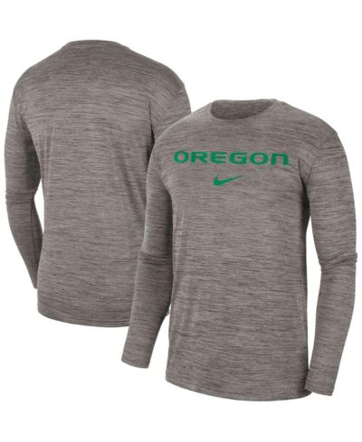 Nike Мужская футболка с длинным рукавом Heather Gray Oregon Ducks Team Velocity Performance