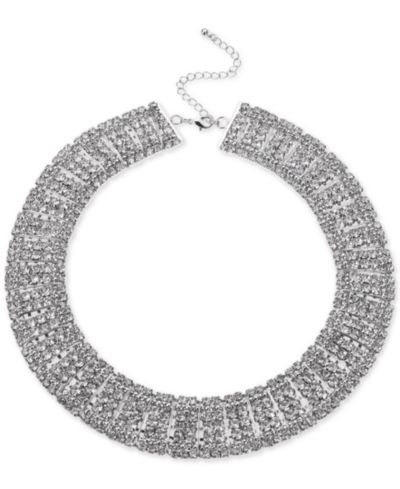 Ожерелье-чокер I.N.C. International Concepts Silver-Tone Crystal Multi-Row