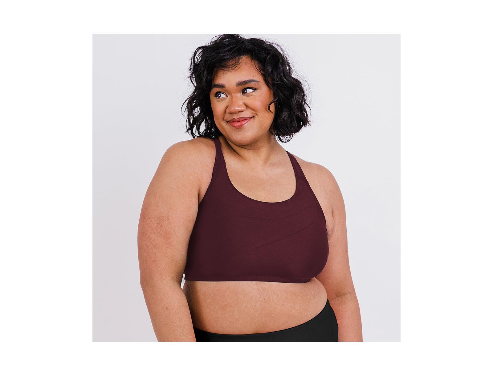 Calypsa Plus Size Racerback Swim Bra with Removable Cups