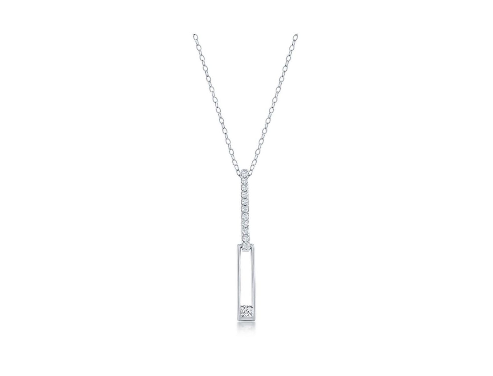 Асимметричная подвеска Simona Sterling Silver Paperclip CZ