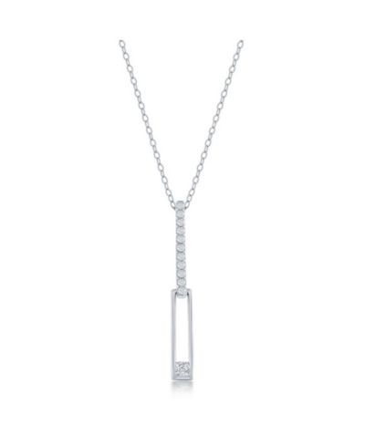 Асимметричная подвеска Simona Sterling Silver Paperclip CZ