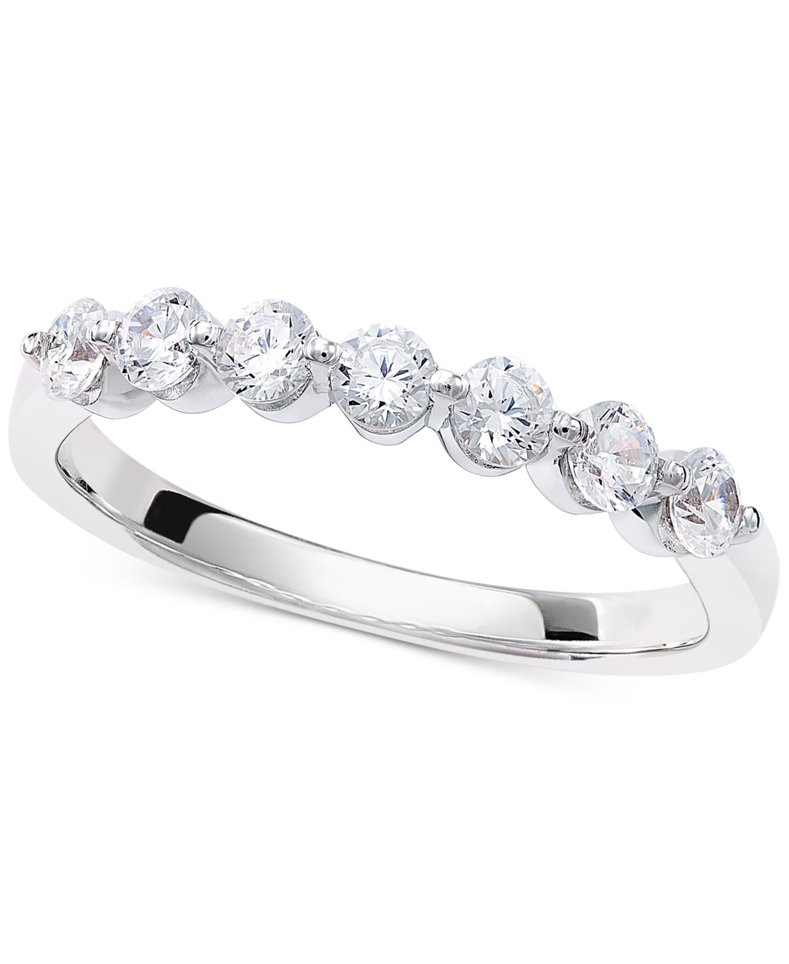 Кольцо Diamond Seven Stone Band 14k White or Yellow Gold
