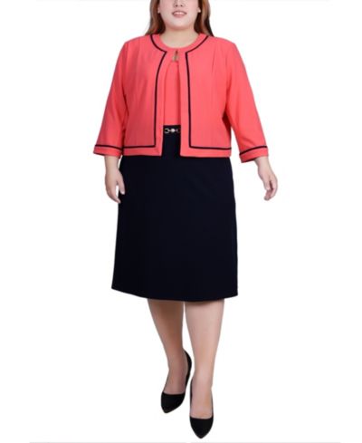Платье NY Collection Plus Size с рукавом 3/4, комплект из 2 предметов