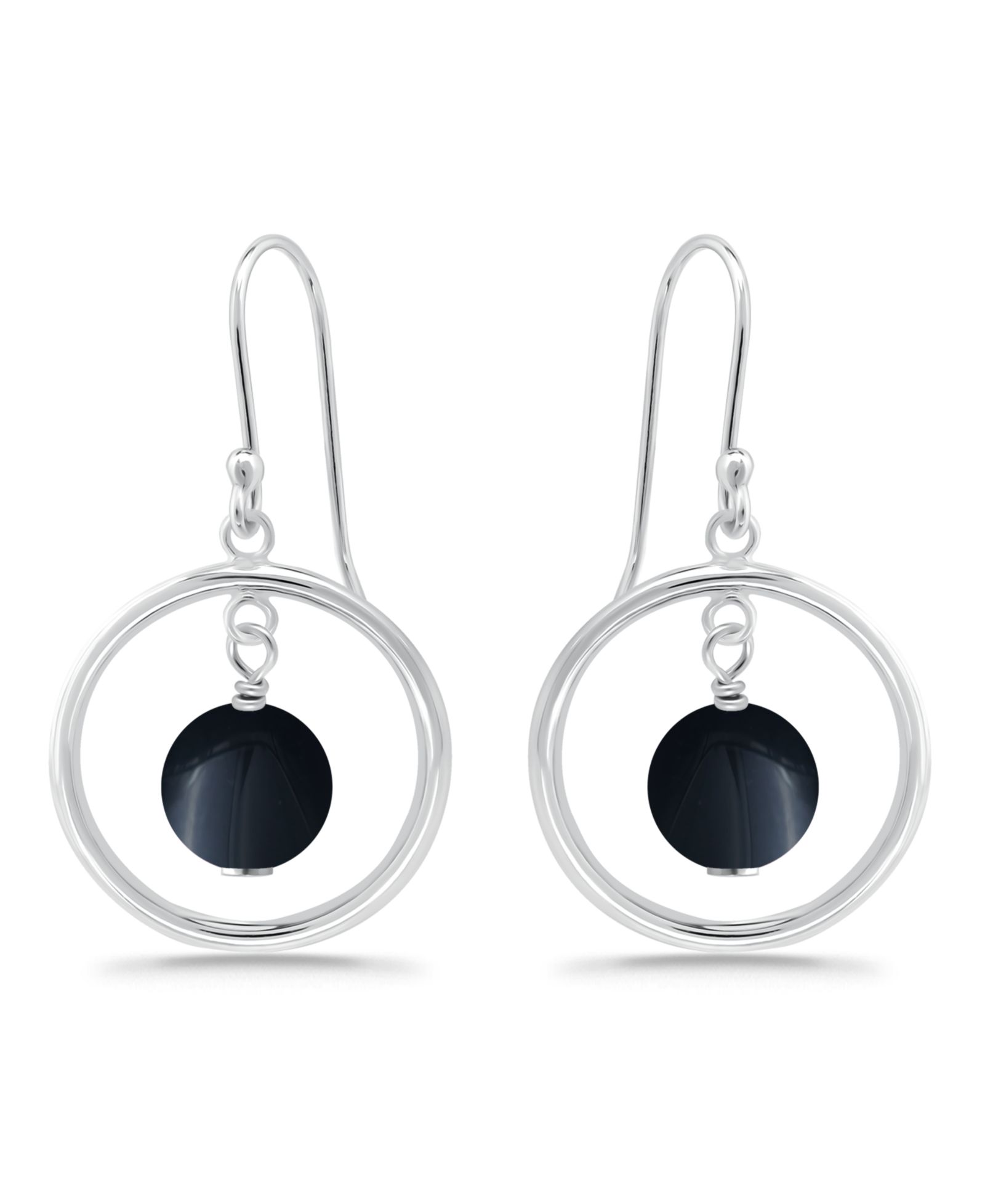 Macy's Silver Plated Multi Genuine Stone Circle Drop Earrings
