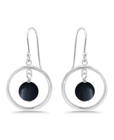 Macy's Silver Plated Multi Genuine Stone Circle Drop Earrings