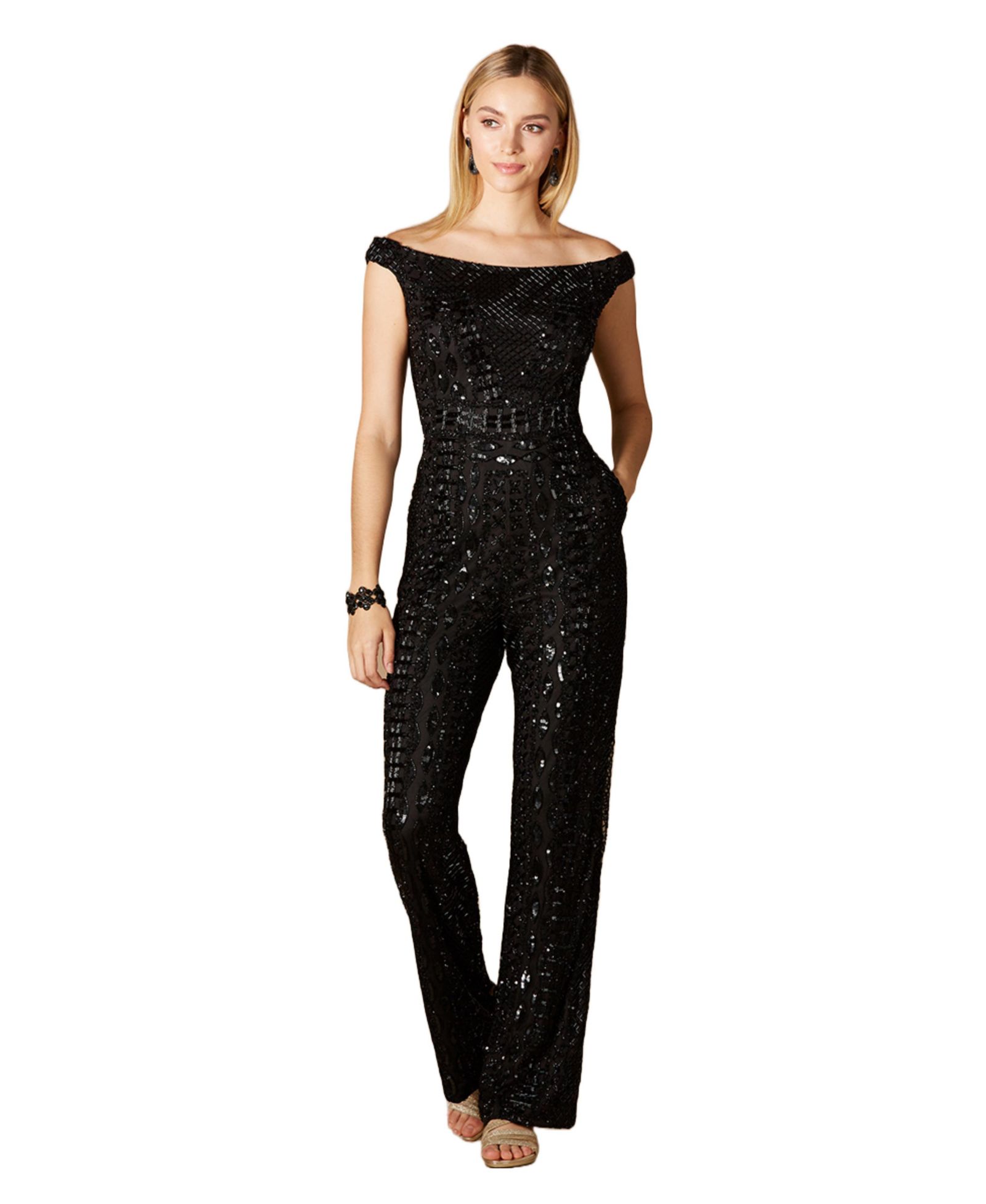 Lara Women's Beaded Off Shoulder Jumpsuit