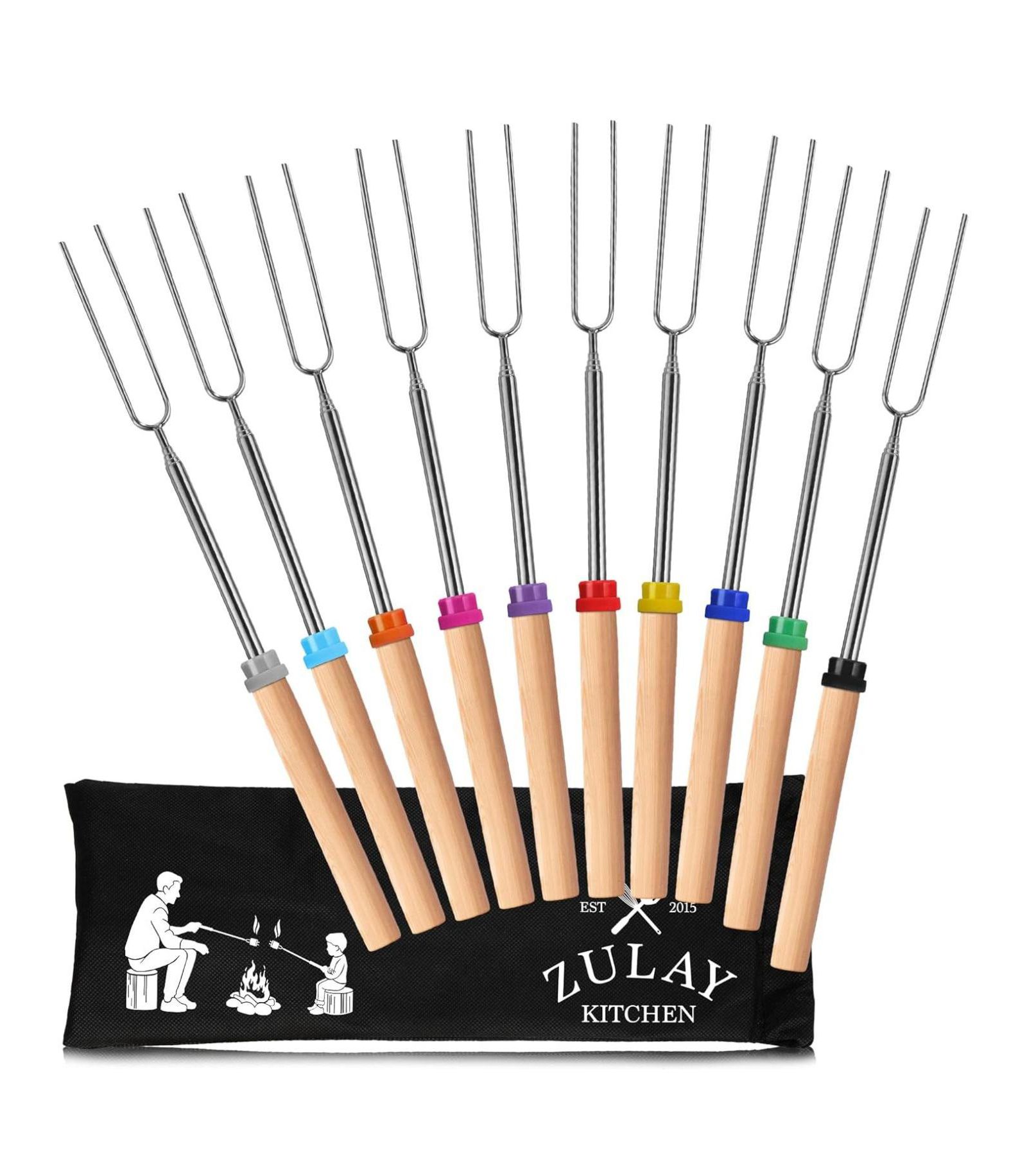 Zulay Kitchen Long Marshmallow Roasting Sticks Extendable Design