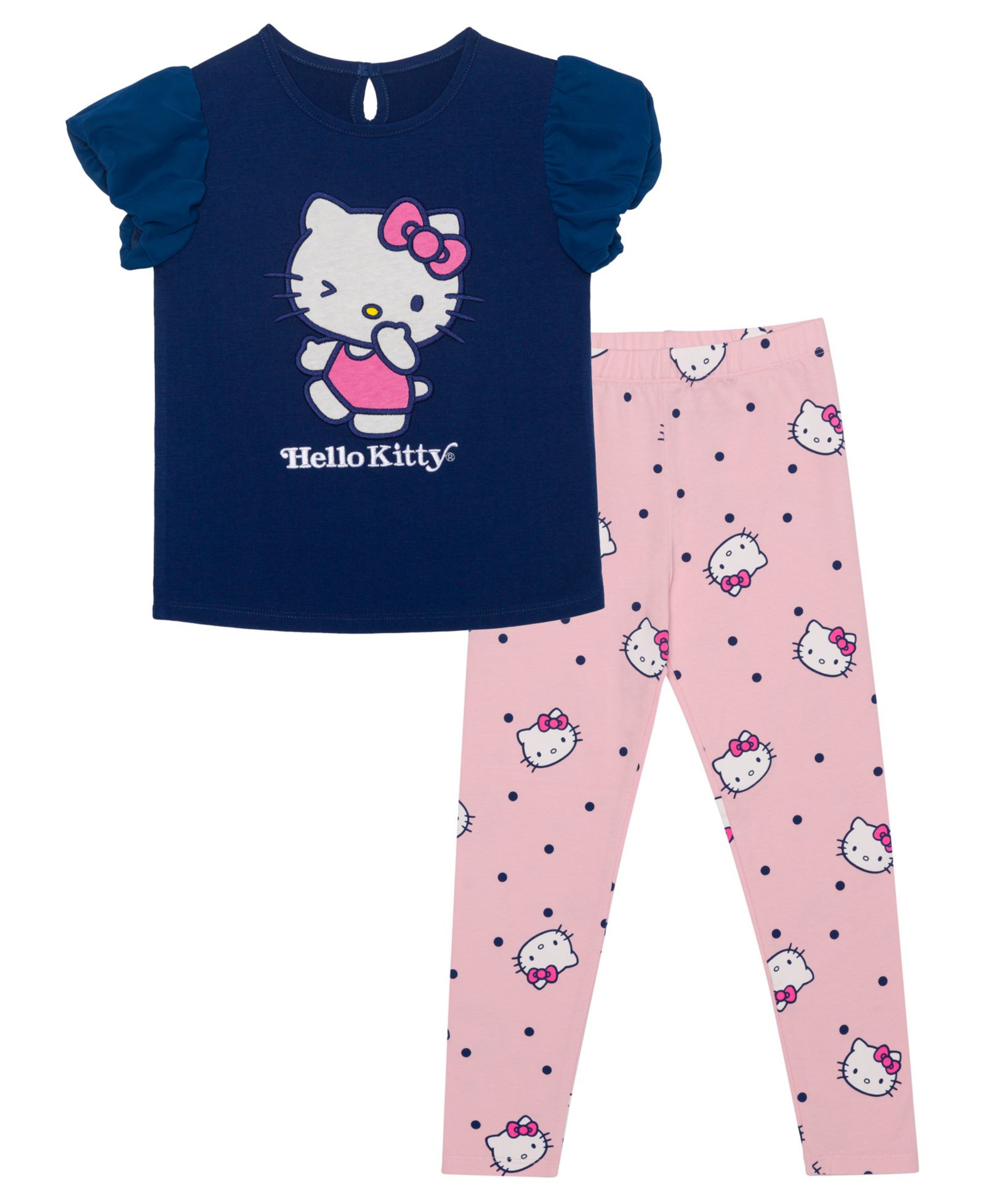 Hello Kitty Детский 2T-4T Embroidered Top and Pants, 2-Piece Legging Set