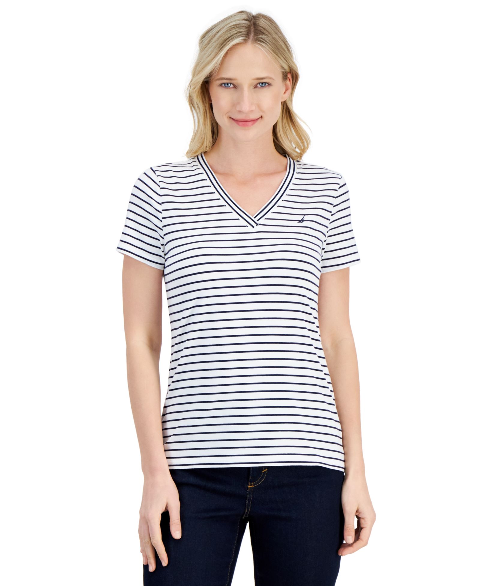 Nautica Women's Striped V-Neck Top