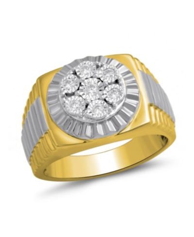 Мужское кольцо Macy's Diamond Two-Tone Cluster, 18k Gold-Plate