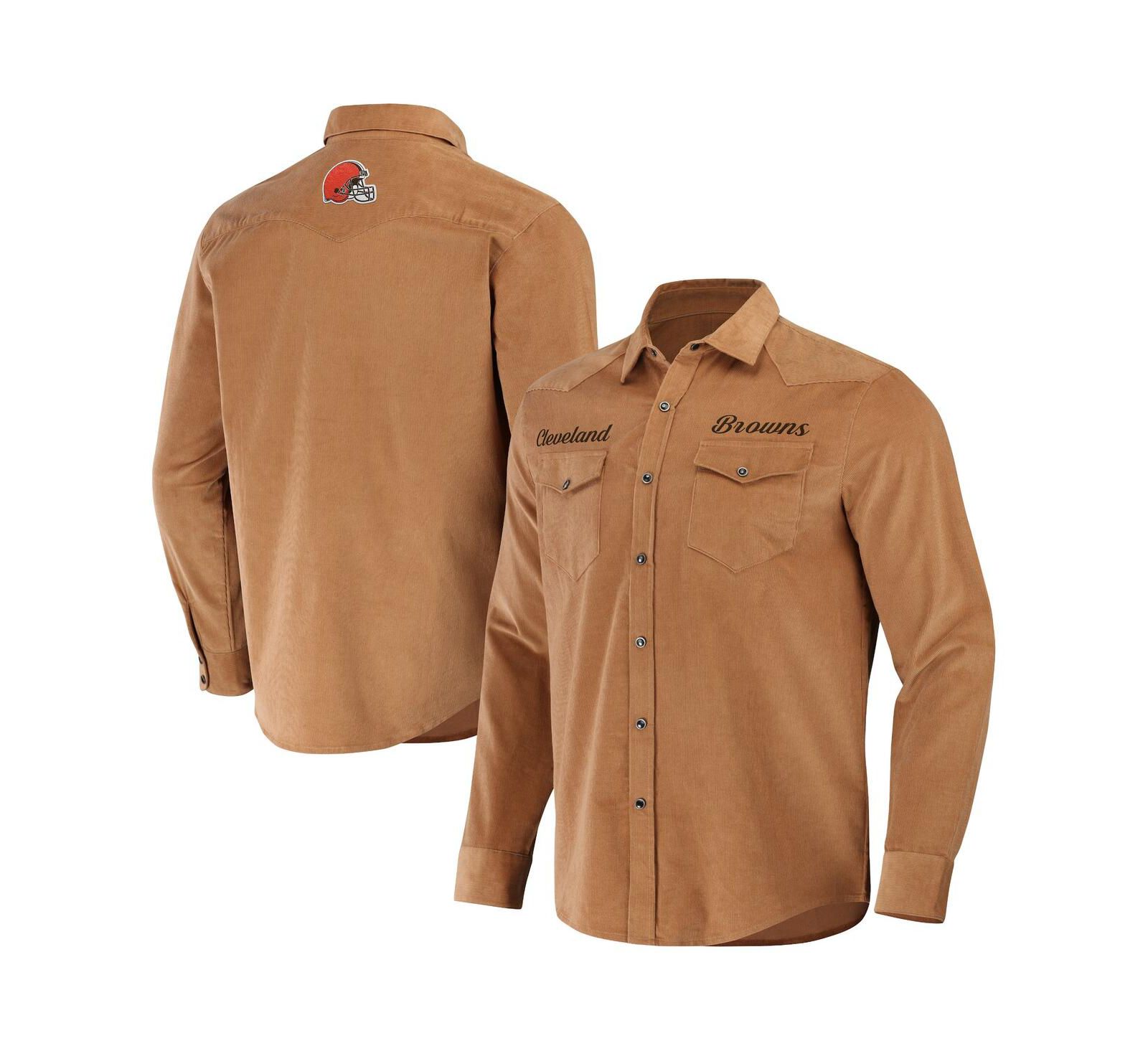 Men's NFL x Darius Rucker Collection by Fanatics Tan Cleveland Browns Western Full-Snap Shirt