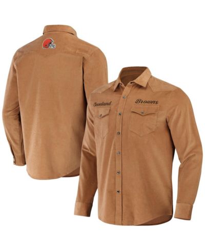 Men's NFL x Darius Rucker Collection by Fanatics Tan Cleveland Browns Western Full-Snap Shirt