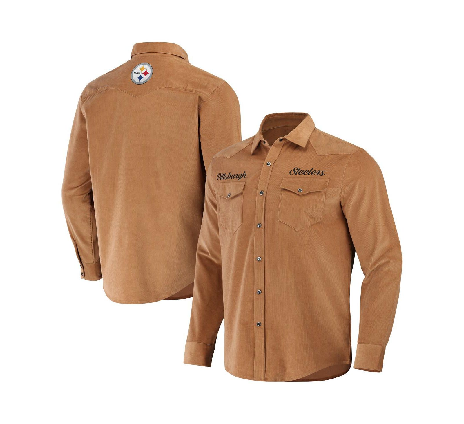 Men's NFL x Darius Rucker Collection by Fanatics Tan Pittsburgh Steelers Western Full-Snap Shirt