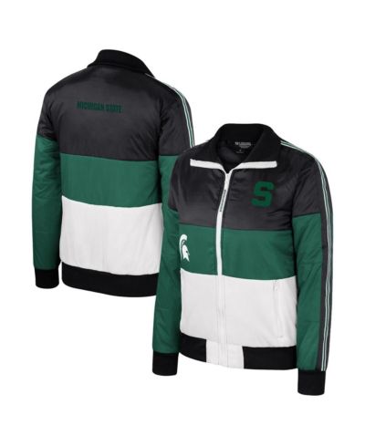Женская ветровка The Wild Collective Green Michigan State Spartans Color-Block Puffer Full-Zip