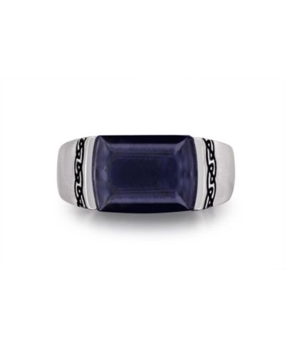 LuvMyJewelry мужское кольцо-печатка из стерлингового серебра с голубым питерситом