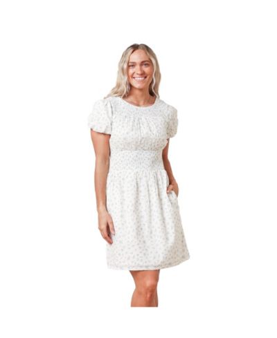 Hope & Henry Women's Hope and Henry Puff Sleeve Smocked Waist Dress