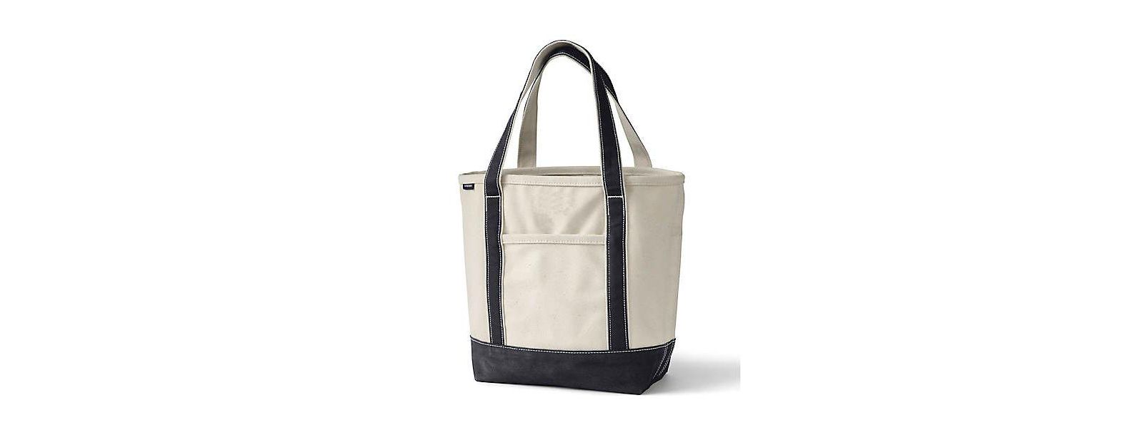 Lands' End Medium 5 Pocket Open Top Canvas Tote Bag