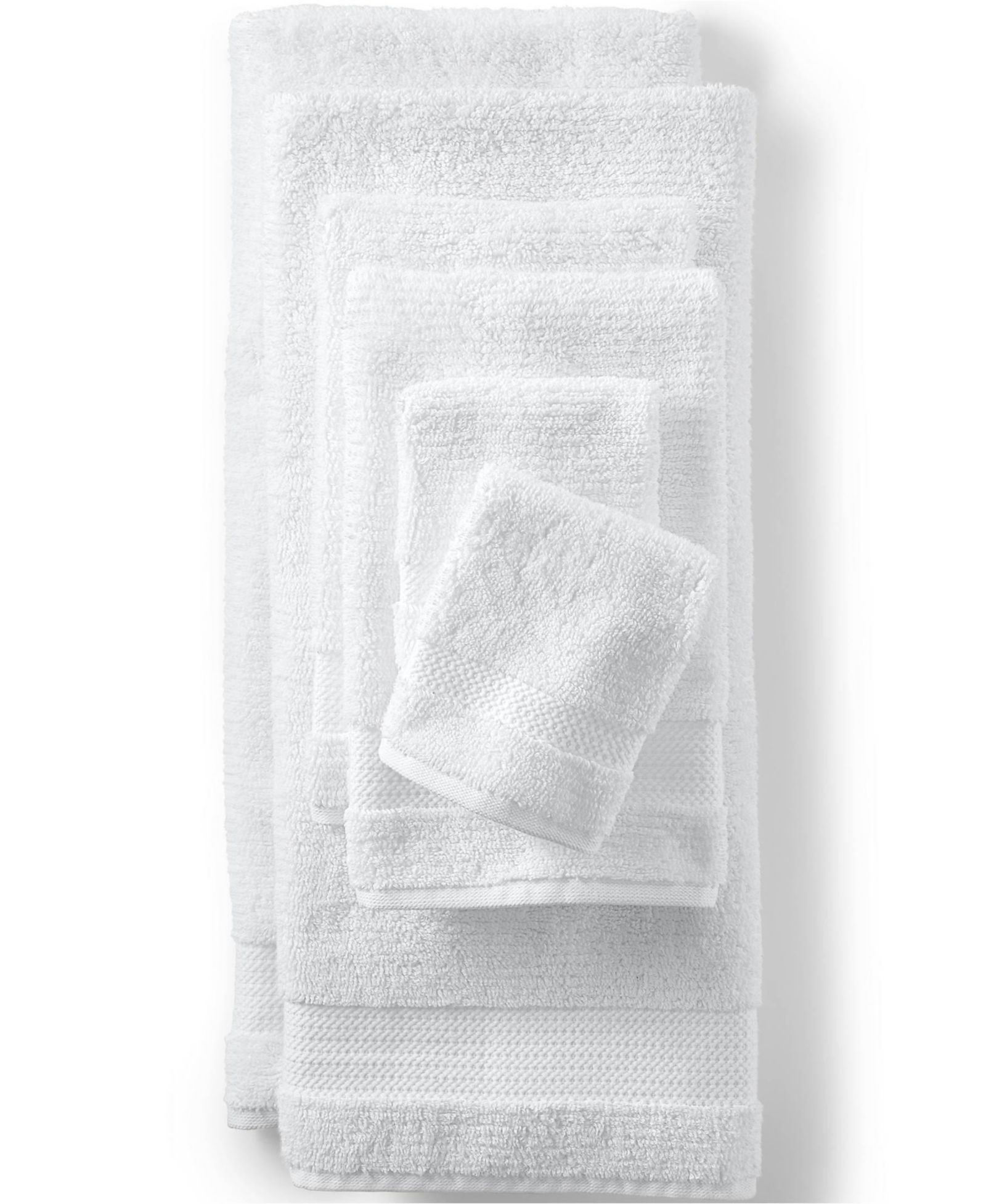 Lands' End Organic Cotton Towel Set, 6-Piece - Bath 30"x56", Hand 19"x30", Washcloth 13"x13"