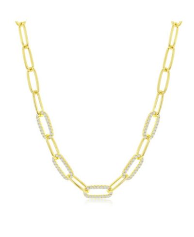Ожерелье Simona Sterling or Plated Over Sterling CZ Paperclip