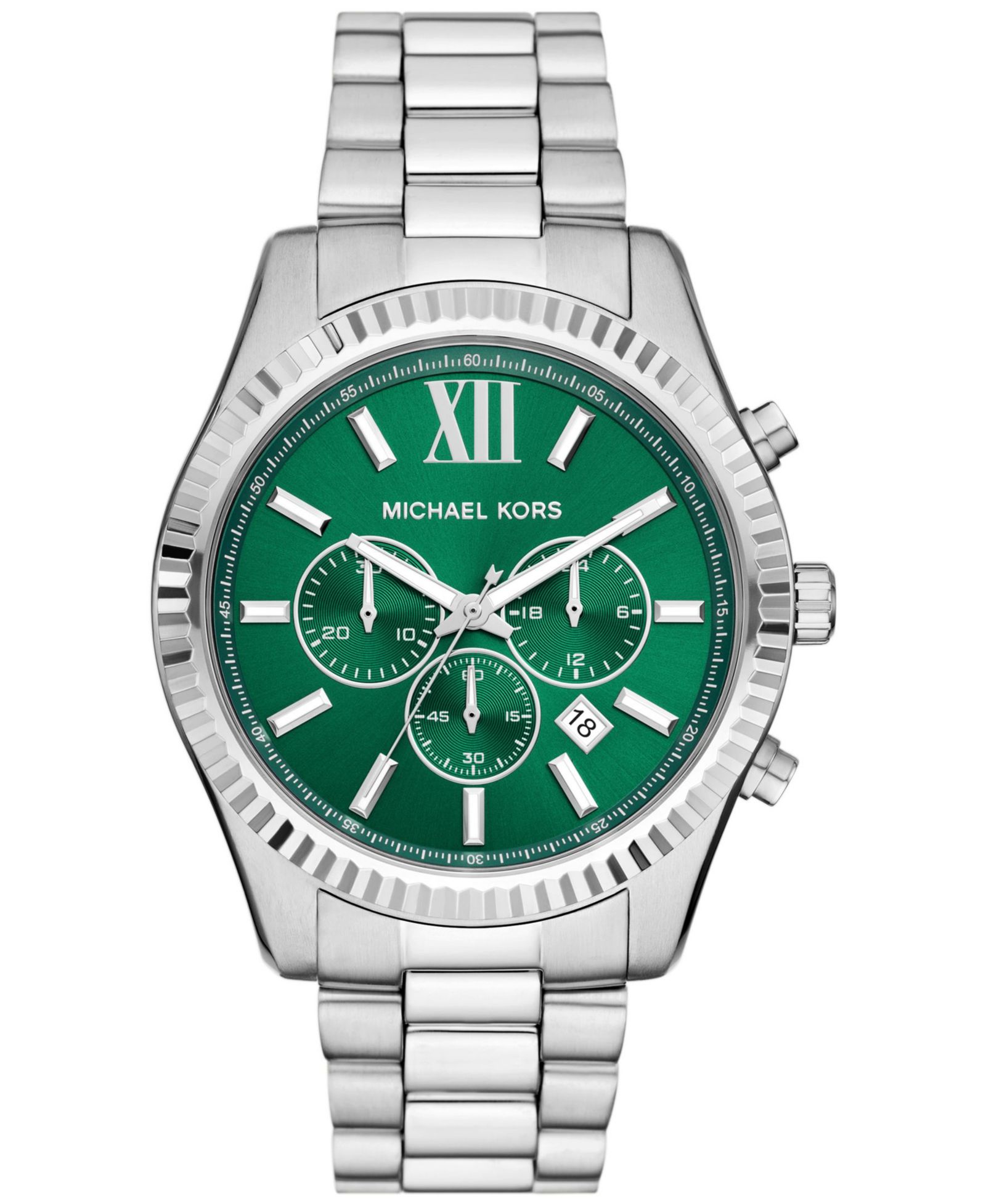 Мужские часы Michael Kors Lexington Chronograph Silver-Tone Stainless Steel 44mm