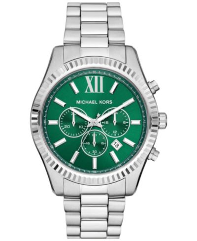 Мужские часы Michael Kors Lexington Chronograph Silver-Tone Stainless Steel 44mm