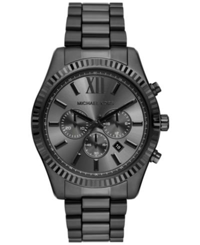Мужские часы Michael Kors Lexington Chronograph Black Ion Plated Stainless Steel 44mm