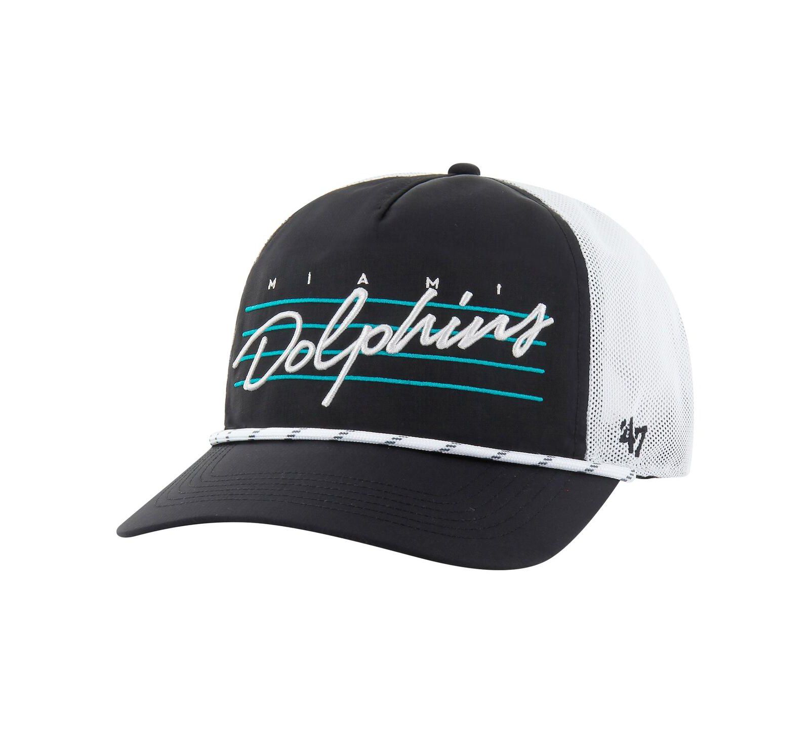 '47 Brand Men's Black/White Miami Dolphins Downburst Relaxed Hitch Trucker Adjustable Hat