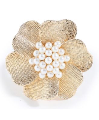 SOHI Women's Metallic Flora Statement Ring