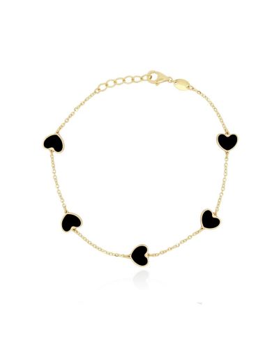 Браслет The Lovery Onyx Heart Station 14K Gold