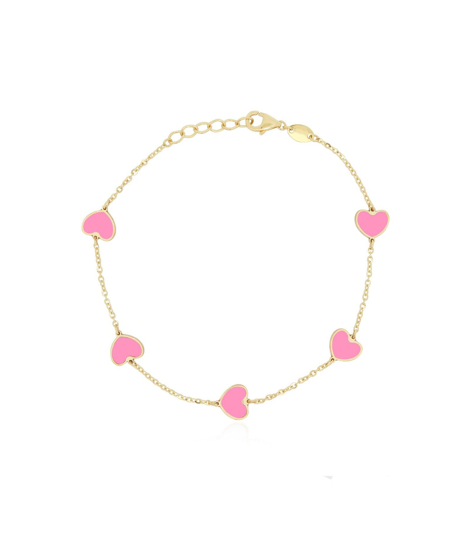 The Lovery Bubblegum Pink Heart Station Bracelet 14K Gold
