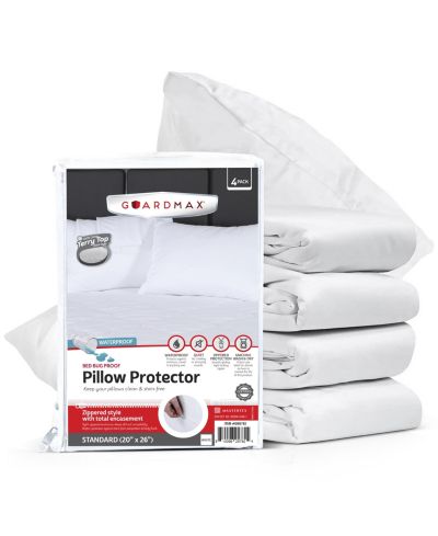 Защитное покрытие для подушки Guardmax Standard Size Terry Cotton Waterproof с молнией White (4 Pack)