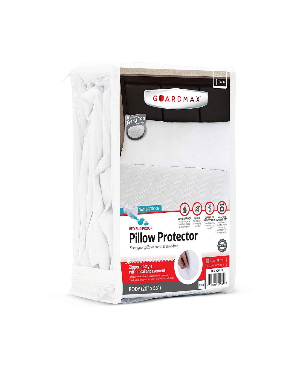 Guardmax  Body Size Terry Cotton Waterproof Pillow Protector with Zipper - White (1 Pack)