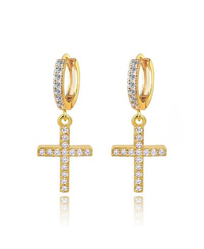Cross Huggie Earrings with Cubic Zirconia