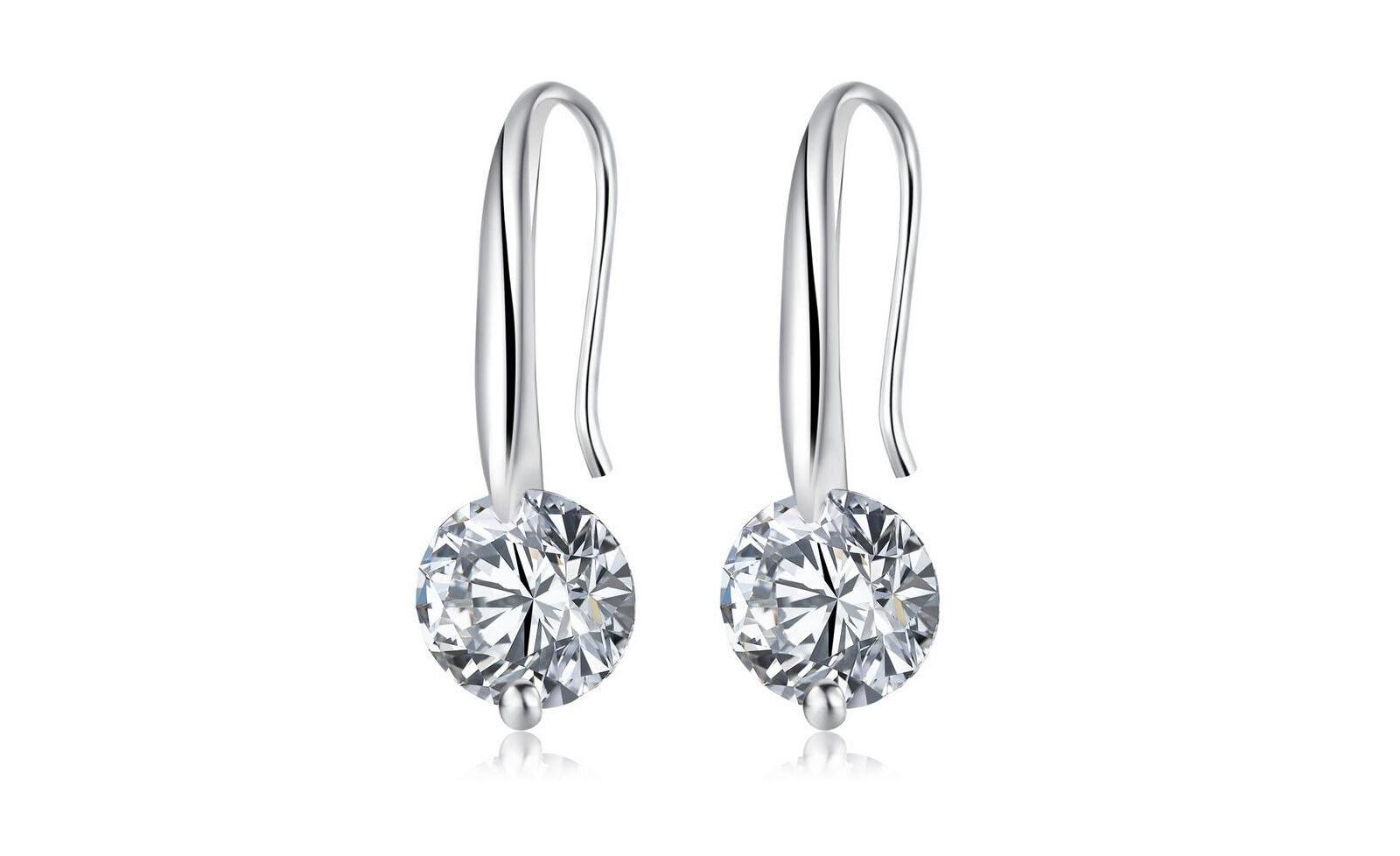 Crystal Dangle Earrings with 1.5 Carat Cubic Zirconia Stone