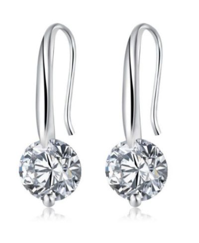 Crystal Dangle Earrings with 1.5 Carat Cubic Zirconia Stone